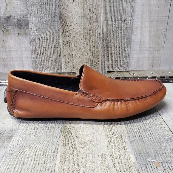 Johnston & Murphy Brown Leather Loafers Driving Mocs Mens Dress Shoes 11.5 M